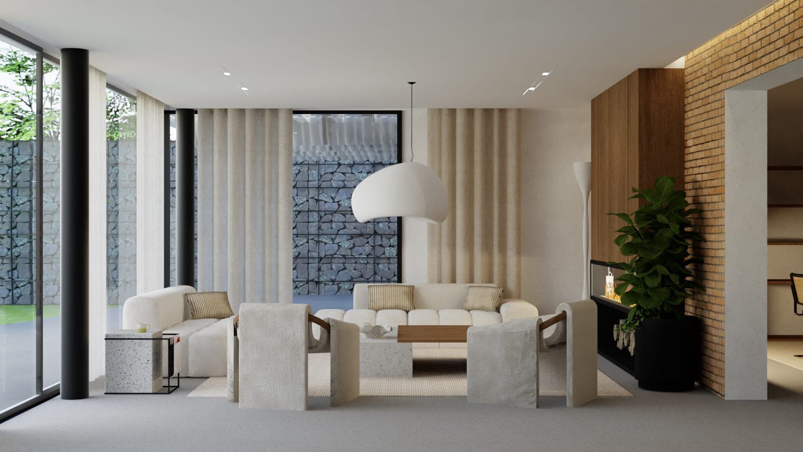 Salón abierto al jardín