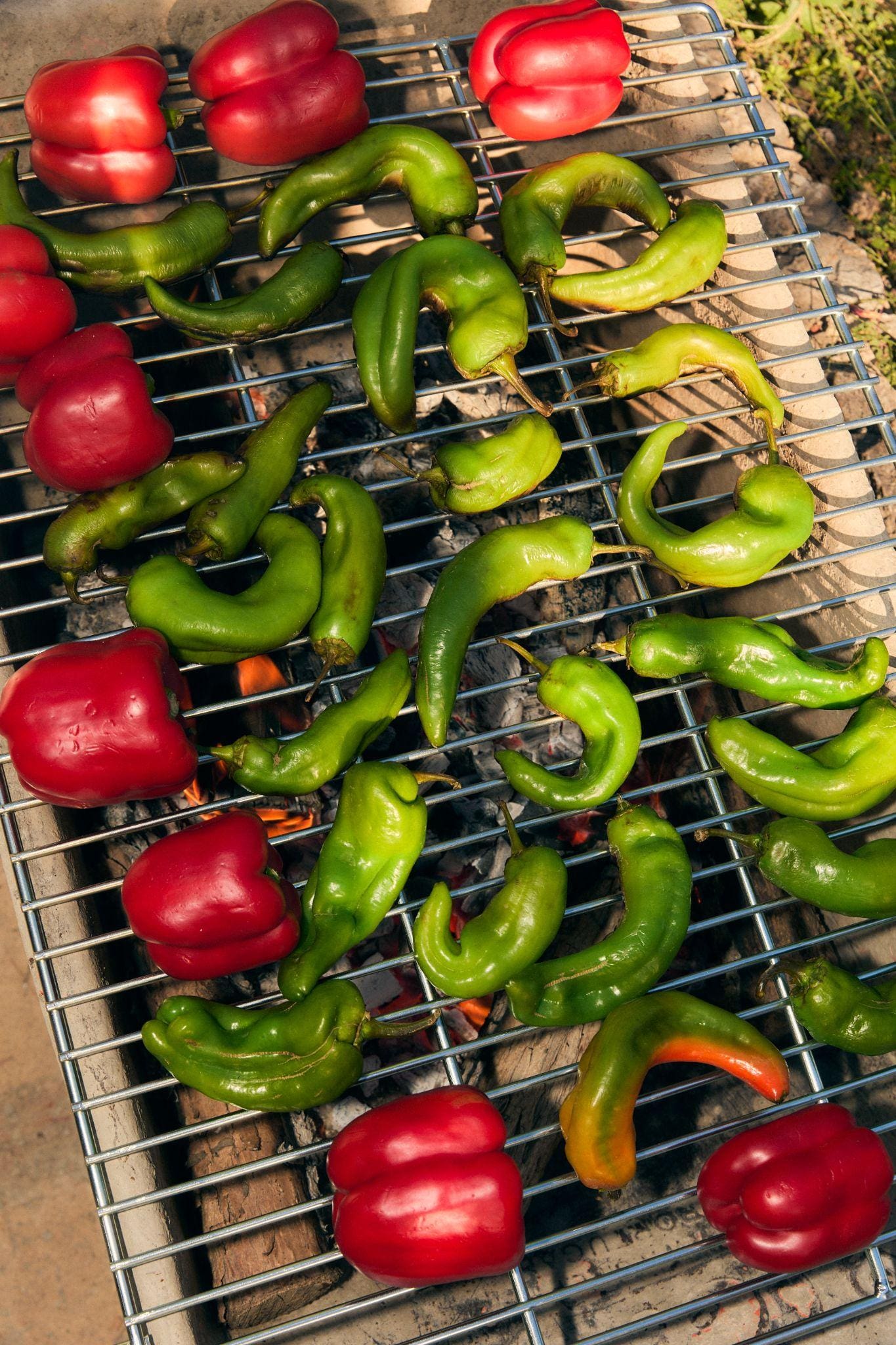 Pimientos sobre la parrilla