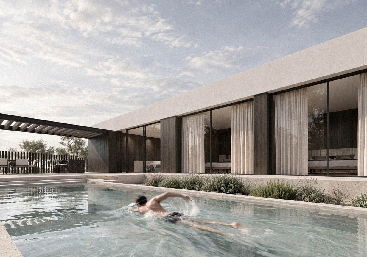 Piscina y fachada de la vivienda