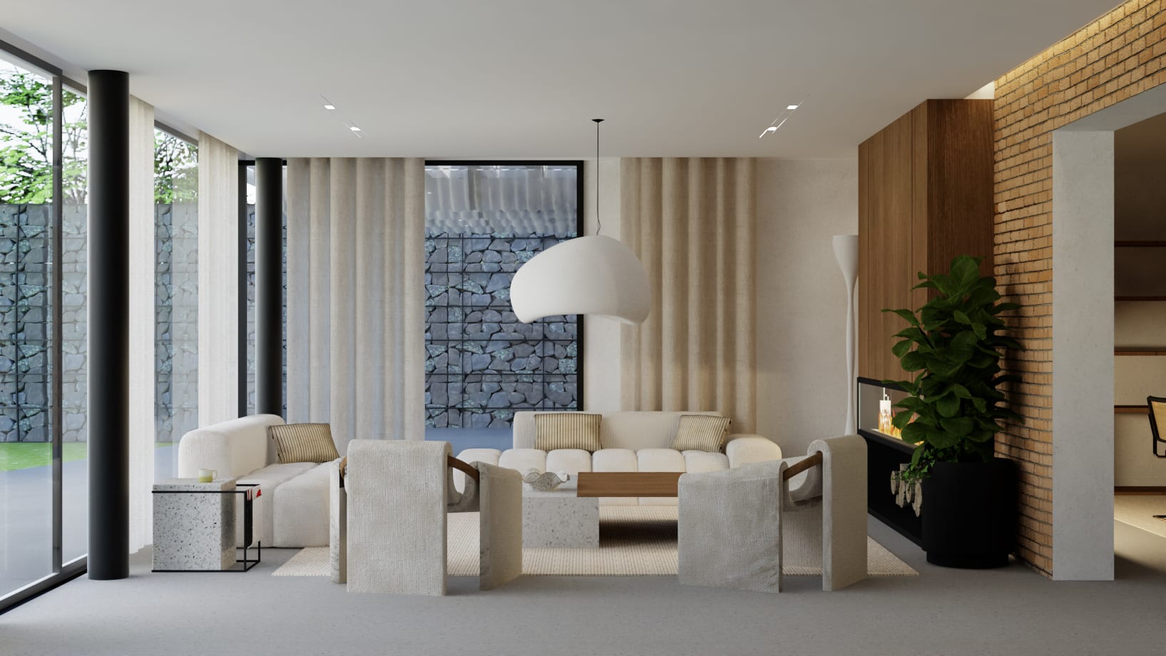 Salón abierto al jardín