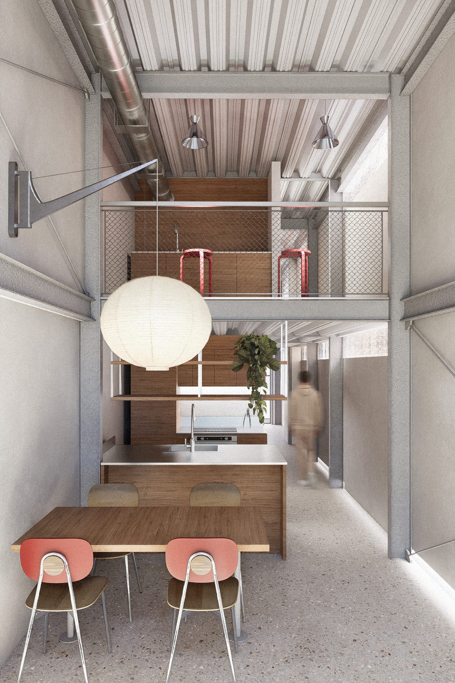 Interior del antiguo taller transformado